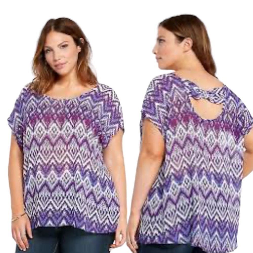 Torrid Purple & White Top/Blouse Size 4 26/4X)